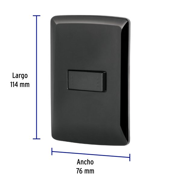 47600 - Placa armada 1 interruptor escalera, negro, línea Italiana