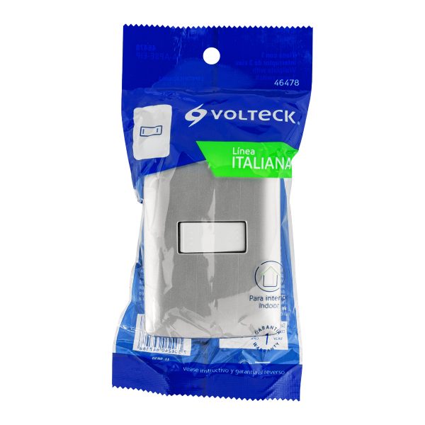 46478 - Placa armada 1 interruptor escalera plata, línea Italiana