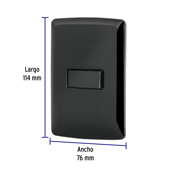 47599 - Placa armada 1 interruptor sencillo, negro, línea Italiana