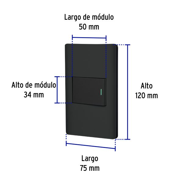 47892 - Placa armada negra 1 interruptor de 3 vías 1.5 mód, Lisboa