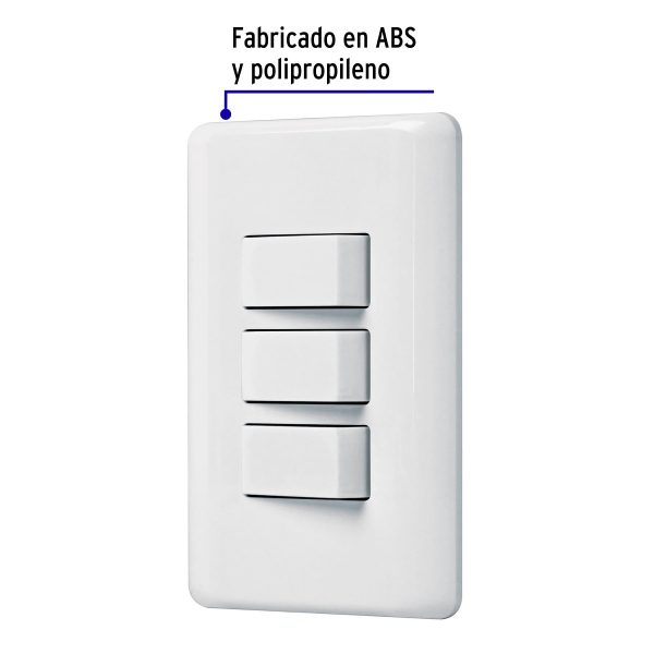 25083 - Placa armada con 3 interruptores sencillos, Volteck Basic