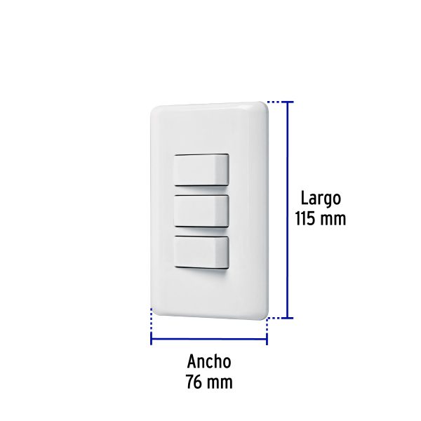25083 - Placa armada con 3 interruptores sencillos, Volteck Basic