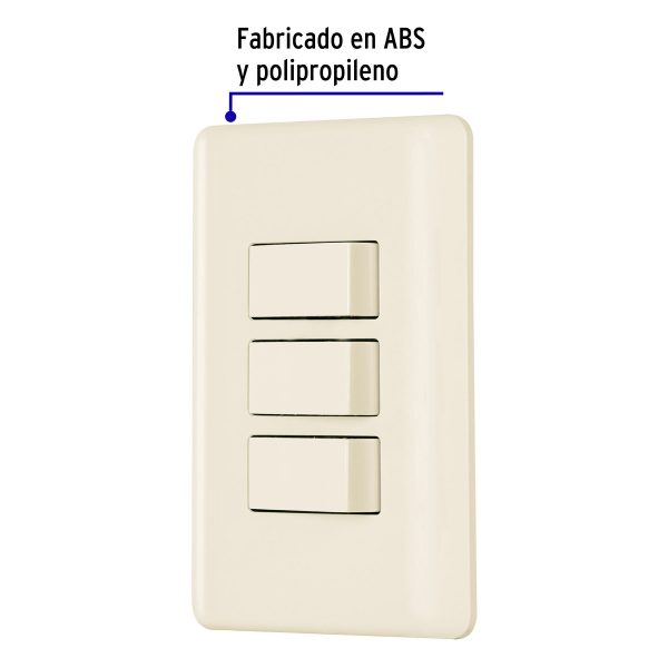 26638 - Placa armada 3 interruptores, marfil, Volteck