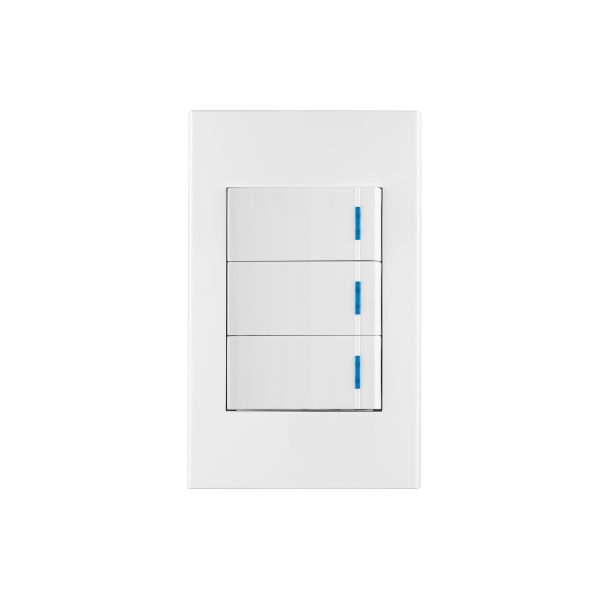 45606 - Placa armada 3 interruptores 1de 3vías,1 mod,Española,blanco