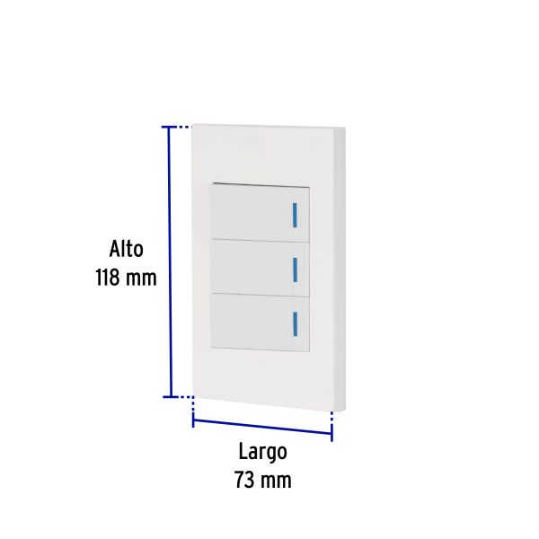 45606 - Placa armada 3 interruptores 1de 3vías,1 mod,Española,blanco