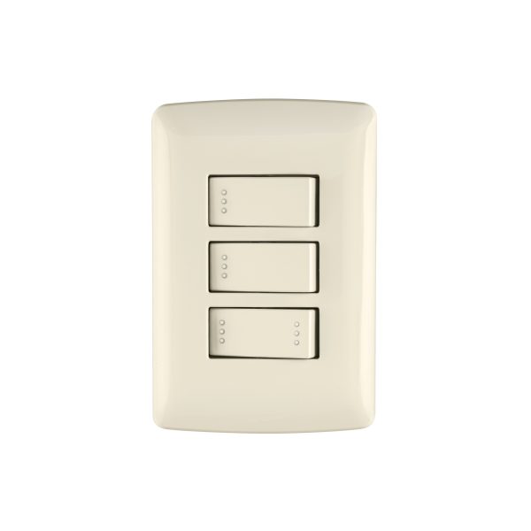 48665 - Placa armada 2 interruptores 1escalera,marfil,línea Italiana