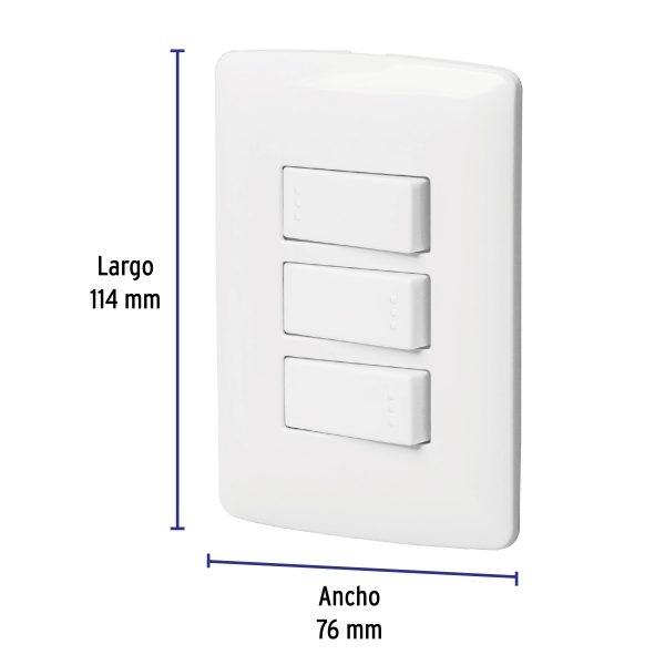 46464 - Placa armada 2 interruptores 1escalera blanco,línea Italiana