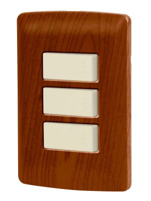 49934 - Placa armada 2 interruptores 1escalera,madera,línea Italiana