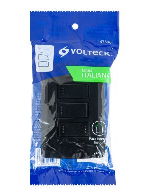 PA-APTR-EINE1.jpg 47596 - Placa armada 2 interruptores 1 escalera negro,línea Italiana