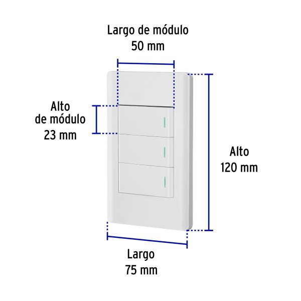 47957 - Placa armada blanca 2 interruptores 1 de 3 vías 1 mód, Lisbo