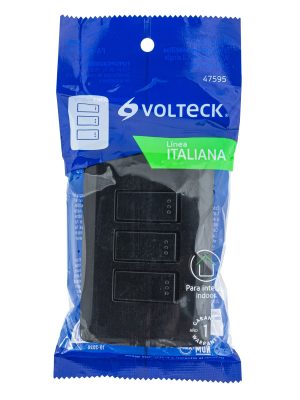 PA-APTR-INE1.jpg 47595 - Placa armada 3 interruptores sencillos,negro, línea Italiana