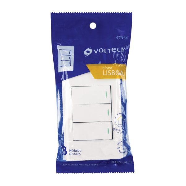 47956 - Placa armada blanca 3 interruptores 1 módulo, Lisboa