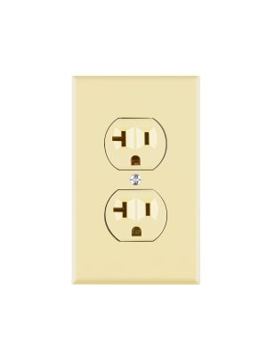 48490 - Placa armada contacto dúplex,2 polos, línea Standard, marfil