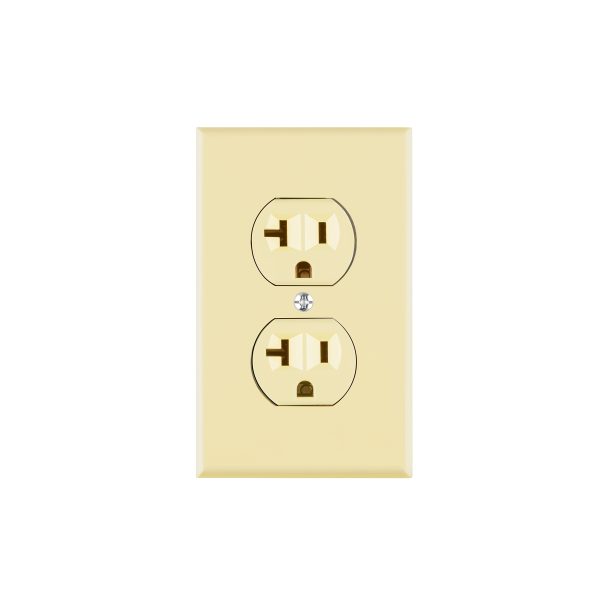 48490 - Placa armada contacto dúplex,2 polos, línea Standard, marfil