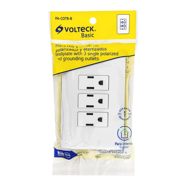 25082 - Placa armada con 3 contactos, Volteck Basic