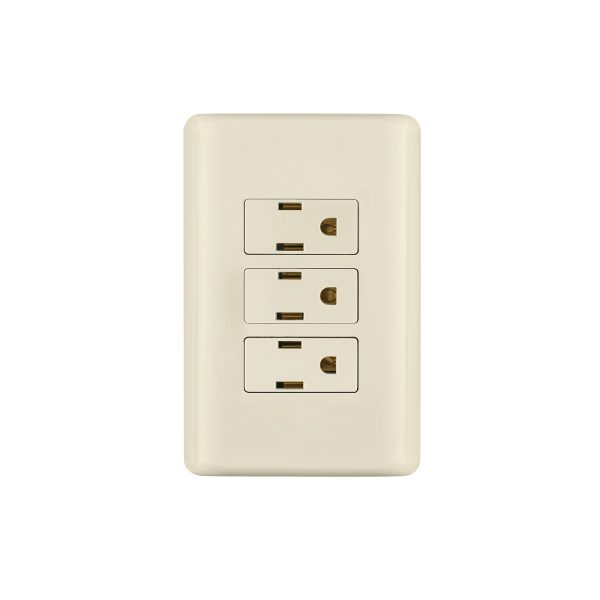 26636 - Placa armada 3 contactos aterrizados, marfil, Volteck