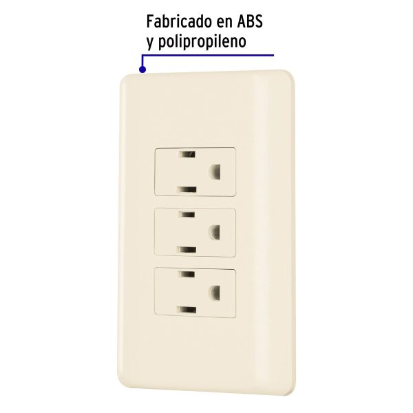 26636 - Placa armada 3 contactos aterrizados, marfil, Volteck