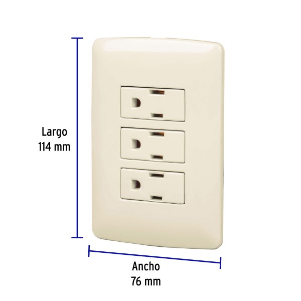 48669 - Placa armada 3 contactos aterrizados, marfil, línea Italiana