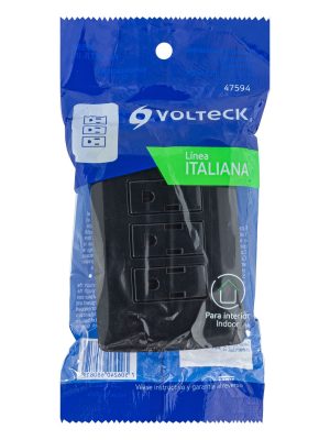 PA-COTR-INE1.jpg 47594 - Placa armada 3 contactos aterrizados, negro, línea Italiana