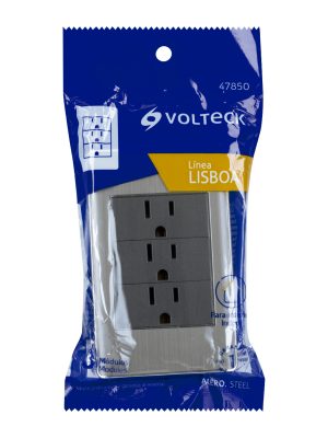 47850 - Placa armada acero inox 3 contactos 1 módulo, Lisboa