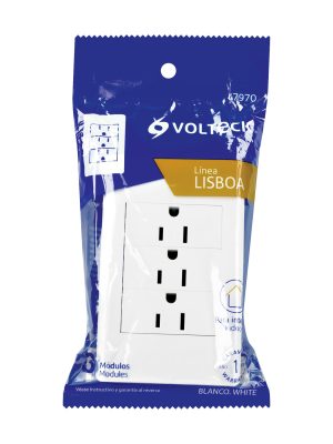 47970 - Placa armada blanca 3 contactos 1 módulo, Lisboa, Volteck