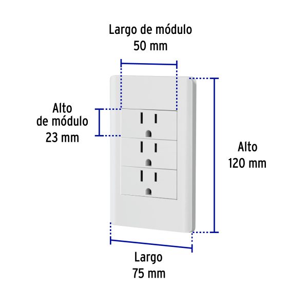47970 - Placa armada blanca 3 contactos 1 módulo, Lisboa, Volteck