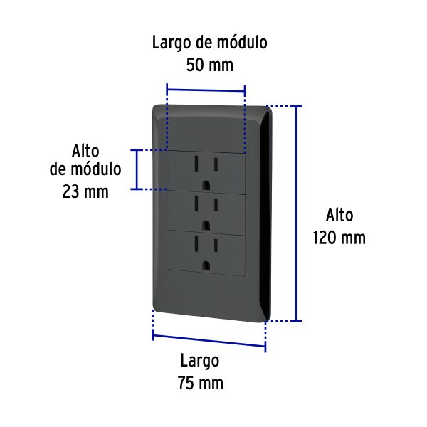 47903 - Placa armada negra 3 contactos 1 módulo, Lisboa, Volteck