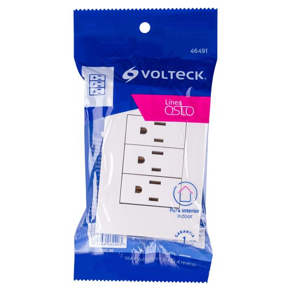 46491 - Placa armada 3 contactos aterrizados, línea Oslo, blanco