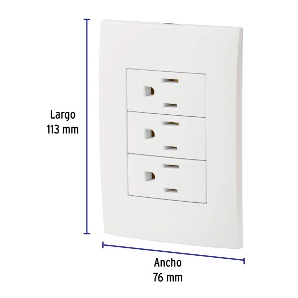 46491 - Placa armada 3 contactos aterrizados, línea Oslo, blanco