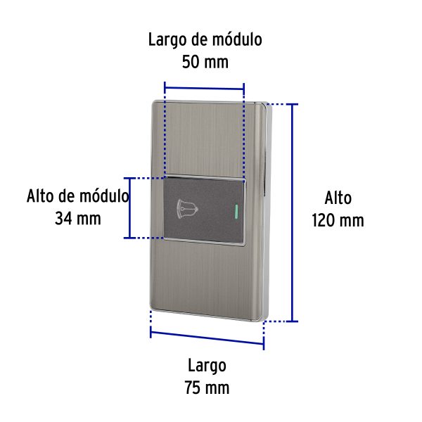 47843 - Placa armada acero 1 interruptor de timbre 1.5 mód, Lisboa