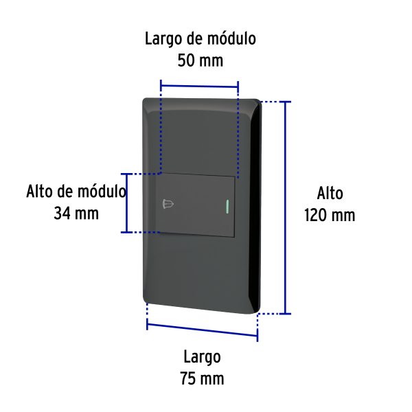 47896 - Placa armada negra 1 interruptor de timbre 1.5 mód, Lisboa