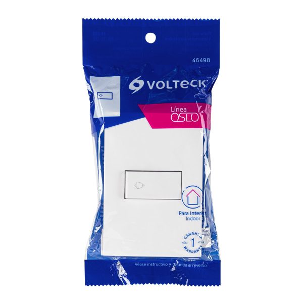 46498 - Placa armada con timbre, línea Oslo, color blanco, Volteck