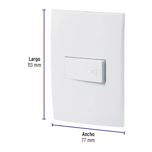 46498 - Placa armada con timbre, línea Oslo, color blanco, Volteck