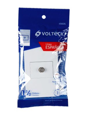 45605 - Placa armada 1 toma de TV, 1.5 módulos, Española, blanco