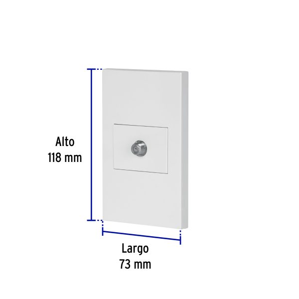 45605 - Placa armada 1 toma de TV, 1.5 módulos, Española, blanco