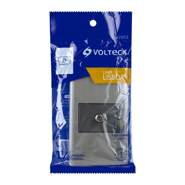 47852 - Placa armada acero inox 1 toma de TV, 1.5 módulos, Lisboa