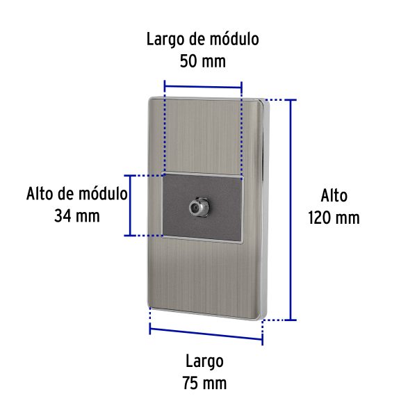 47852 - Placa armada acero inox 1 toma de TV, 1.5 módulos, Lisboa