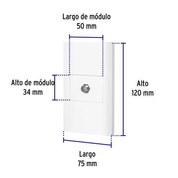 47972 - Placa armada blanca 1 toma de TV, 1.5 módulos, Lisboa