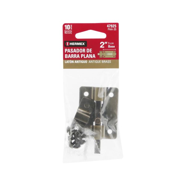 47925 - Pasador de barra plana 2', latón antiguo, HERMEX
