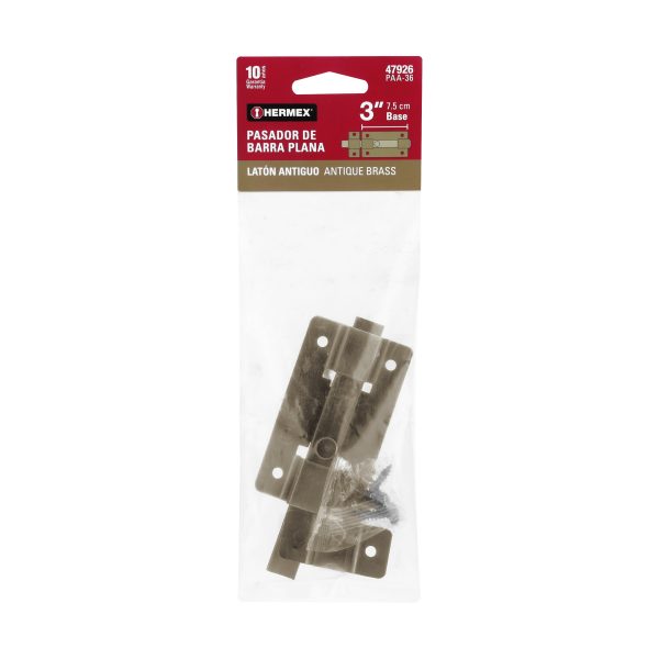 47926 - Pasador de barra plana 3', latón antiguo, HERMEX