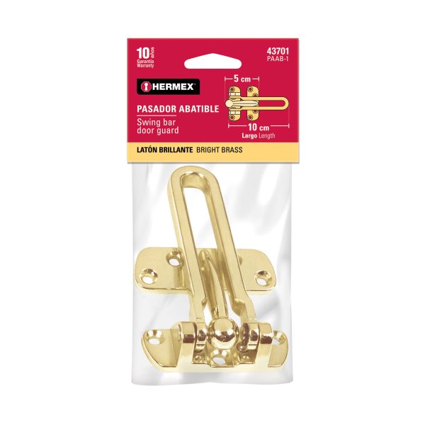 43701 - Pasador abatible para puerta, acabado latón, HERMEX