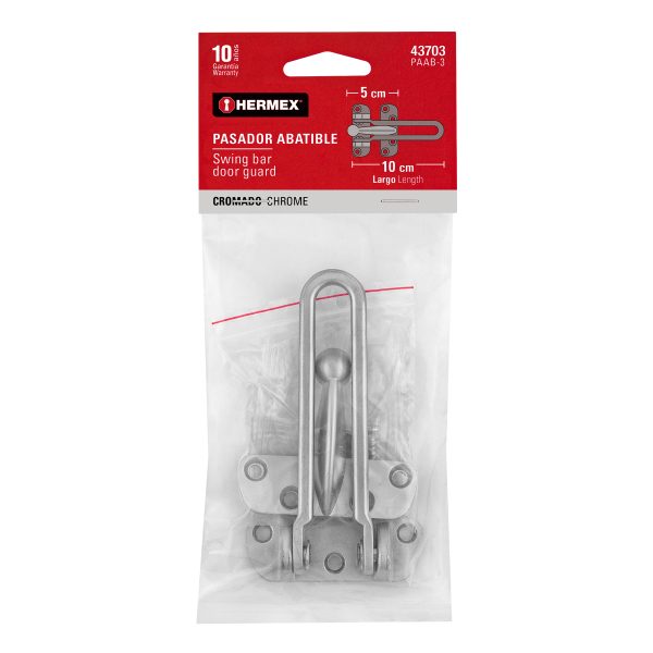 43703 - Pasador abatible para puerta, acabado cromo mate, HERMEX