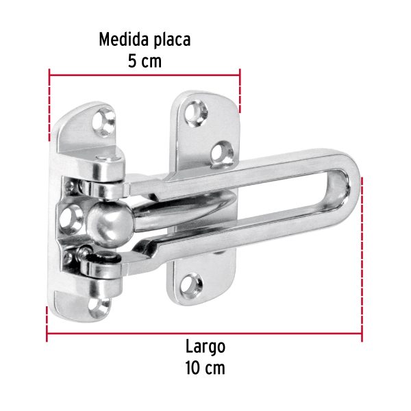 43703 - Pasador abatible para puerta, acabado cromo mate, HERMEX