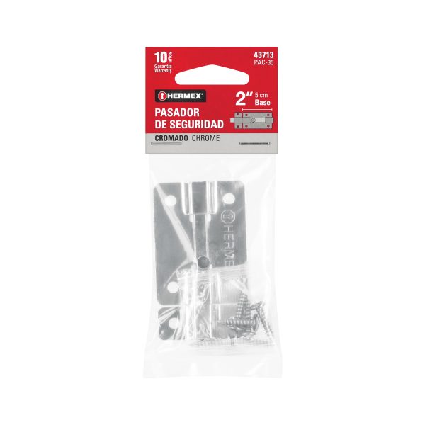 43713 - Pasador de barra plana 2' acabado cromo, HERMEX