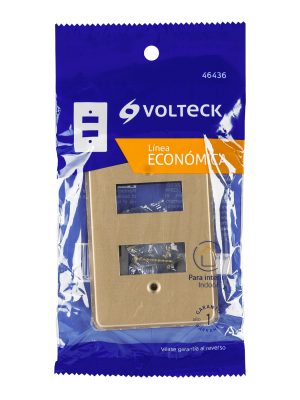 46436 - Placa 2 módulos, de aluminio, línea Económica, Volteck