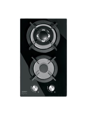 46249 - Parrilla gas empotrable 30cm, 2 quem, vidrio negro, Riviera