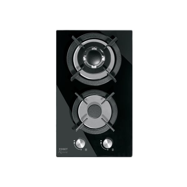 46249 - Parrilla gas empotrable 30cm, 2 quem, vidrio negro, Riviera
