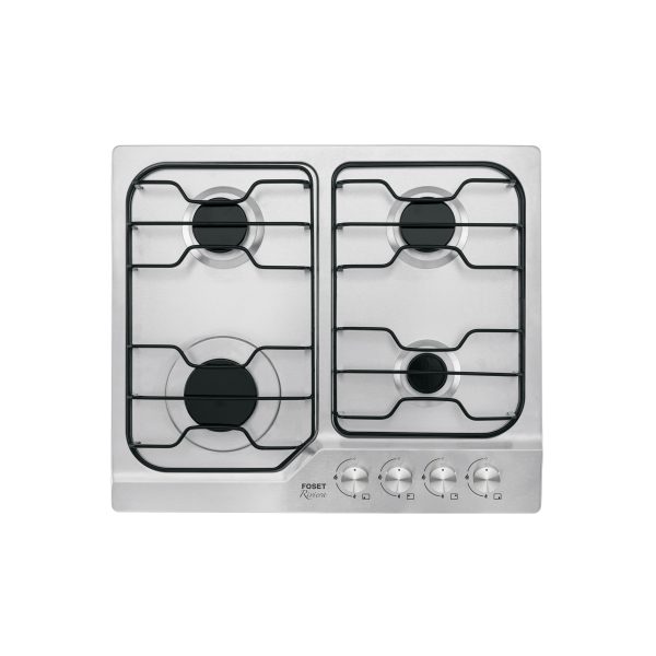 45508 - Parrilla gas empotrable 60cm, 4 quem, inox, esmalte, Foset