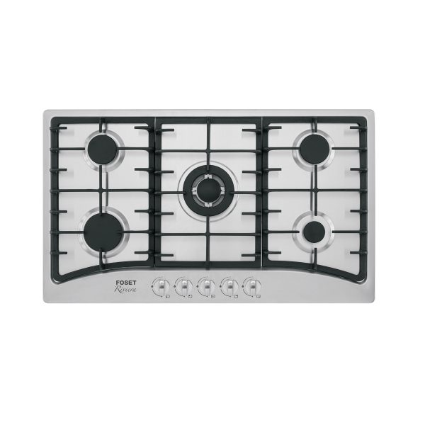 48407 - Parrilla gas empotrable 90cm, 5 quem, acero inox, Riviera