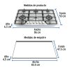 48315 - Parrilla gas empotrable 90cm, 6 quem, acero inox, Riviera
